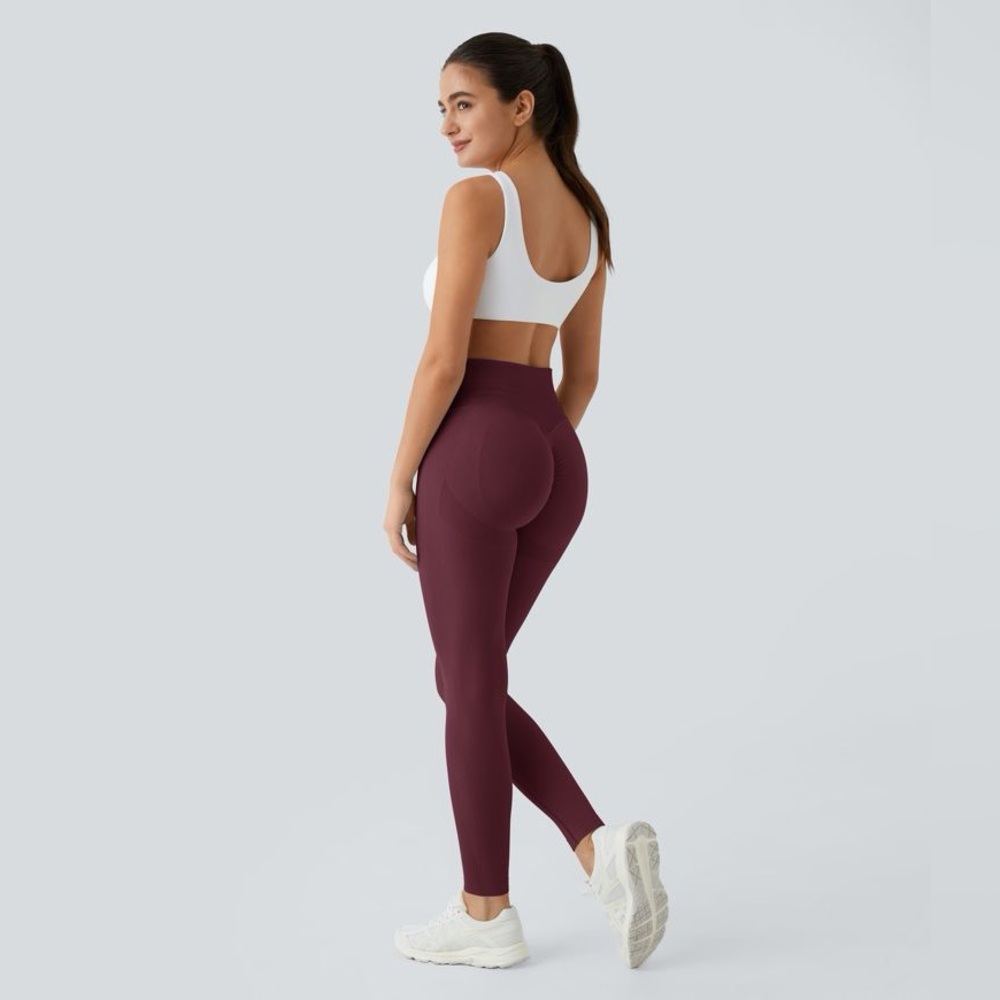 HALARA Full Length Red Seamless Flow High Waisted Butt Lifting Leggings - Picture 6 of 12